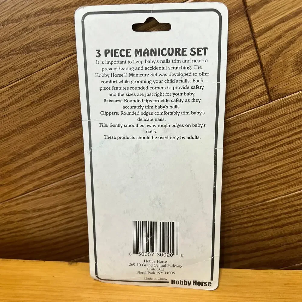 Vtg NOS Hobby Horse 3 Piece Baby Toddler Manicure Set File Clippers Scissors NEW